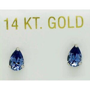 Created AAA Tanzanites 1.18 Cts Stud Earrings 14k White Gold